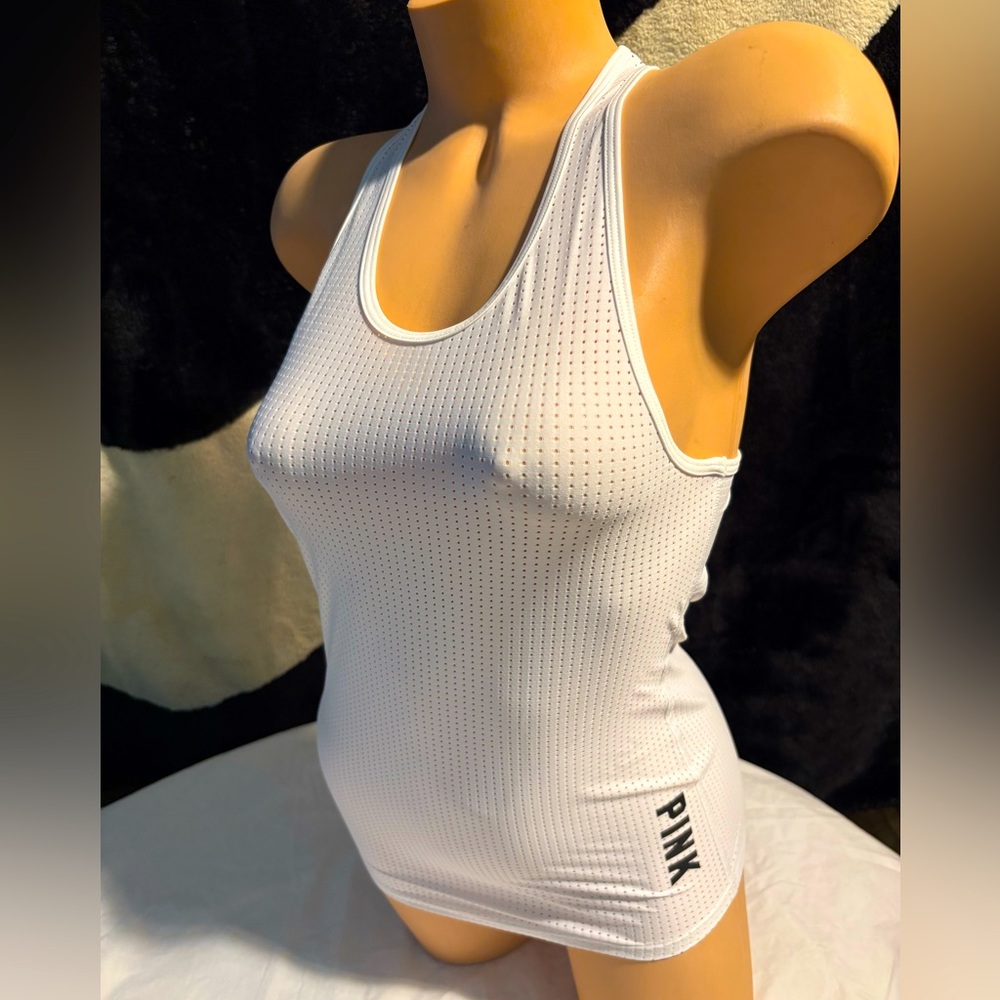PINK Victoria's Secret Dry-Fit White Perforated Tank Top